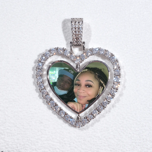 3D Spinning 2-Faced Heart Custom Picture Pendant