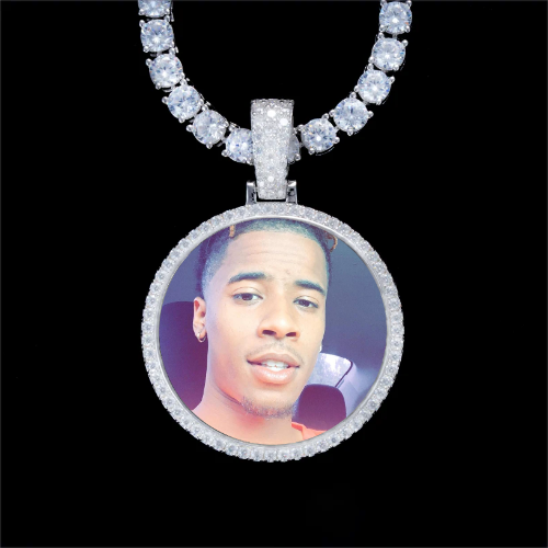 925S & VVS Moissanite 3D Circle Custom Picture Pendant