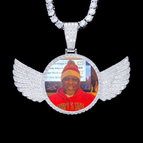 925S & VVS Moissanite 3D Wing Custom Picture Pendant