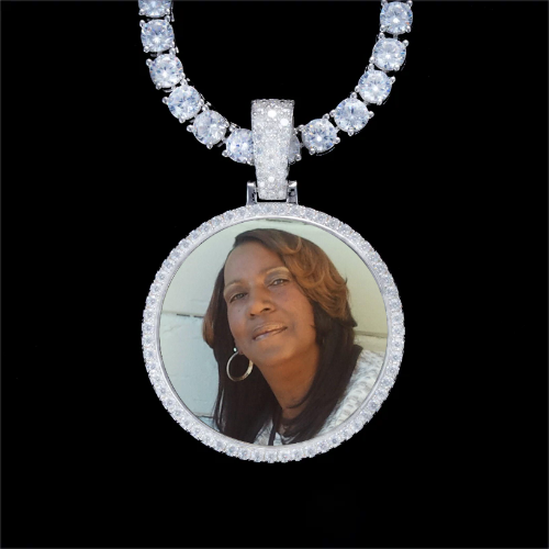 925S & VVS Moissanite 3D Circle Custom Picture Pendant