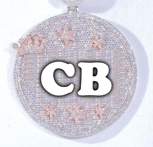 CUSTOM LETTER NECKLACE 3D BIG CROWN DISC