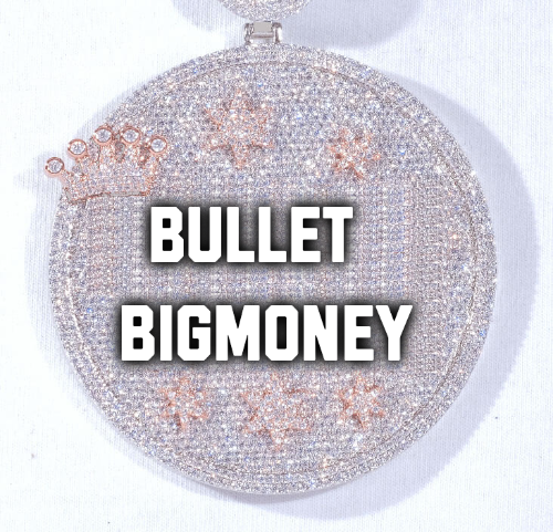 CUSTOM LETTER NECKLACE 3D BIG CROWN DISC