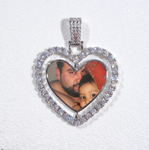 3D Spinning 2-Faced Heart Custom Picture Pendant