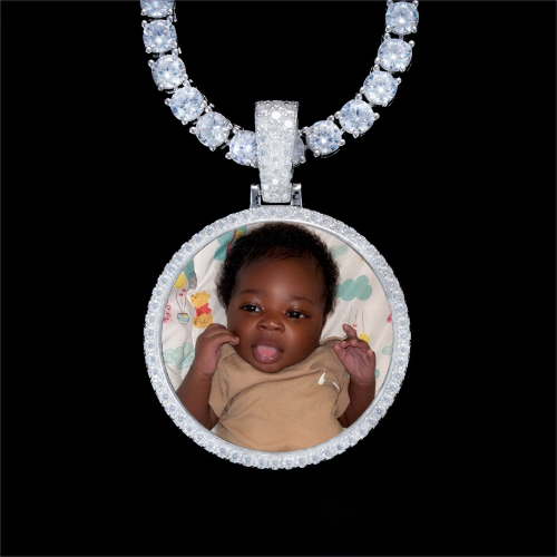 925S & VVS Moissanite 3D Circle Custom Picture Pendant
