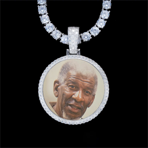 925S & VVS Moissanite 3D Circle Custom Picture Pendant
