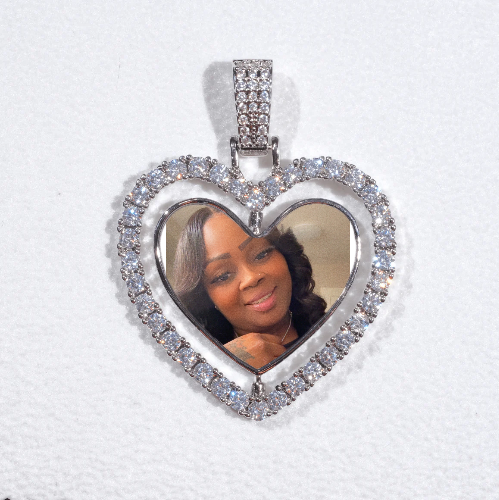 3D Spinning 2-Faced Heart Custom Picture Pendant