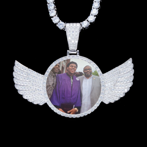 925S & VVS Moissanite 3D Wing Custom Picture Pendant