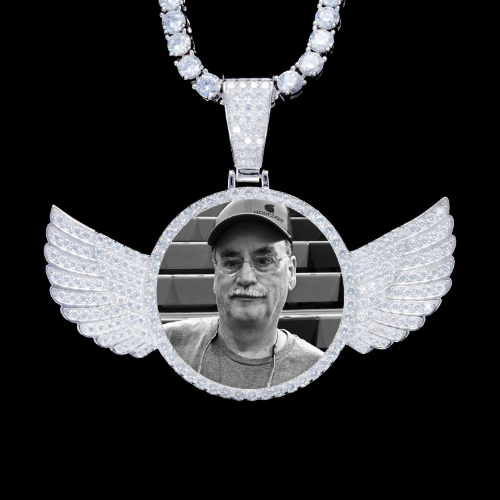 925S & VVS Moissanite 3D Wing Custom Picture Pendant
