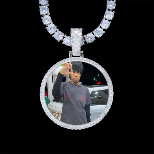 925S & VVS Moissanite 3D Circle Custom Picture Pendant