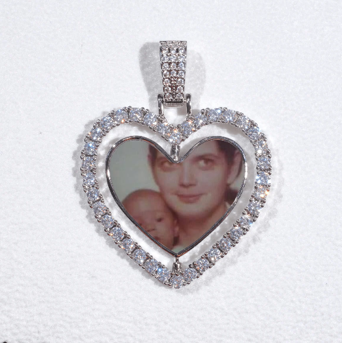 3D Spinning 2-Faced Heart Custom Picture Pendant