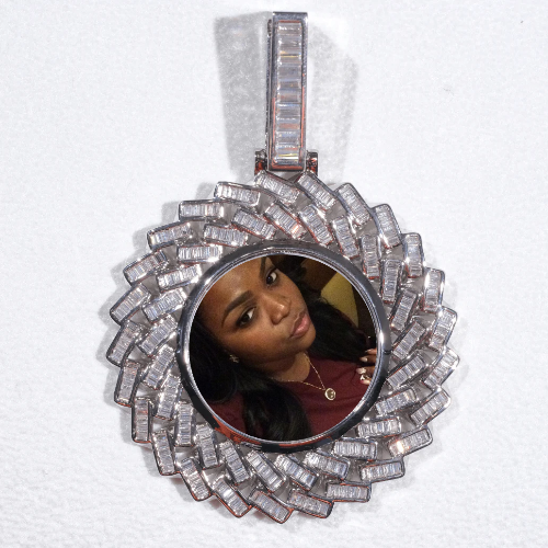 Large 3D Baguette Custom Picture Pendant