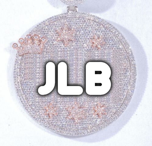 CUSTOM LETTER NECKLACE 3D BIG CROWN DISC