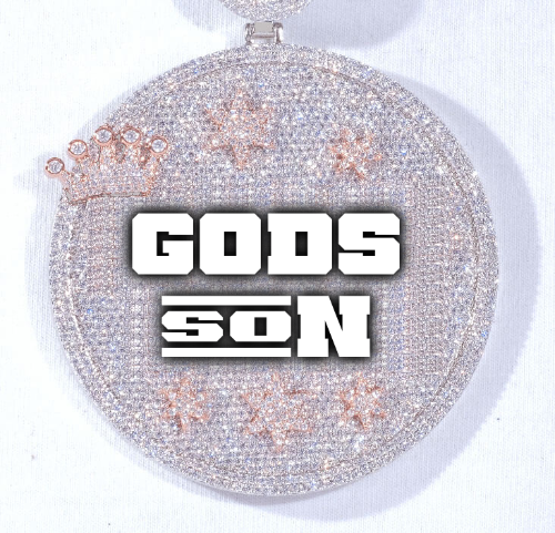 CUSTOM LETTER NECKLACE 3D BIG CROWN DISC