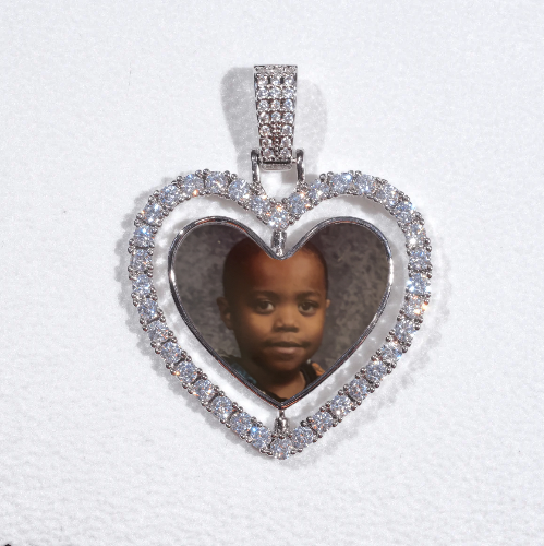 3D Spinning 2-Faced Heart Custom Picture Pendant