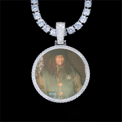 925S & VVS Moissanite 3D Circle Custom Picture Pendant