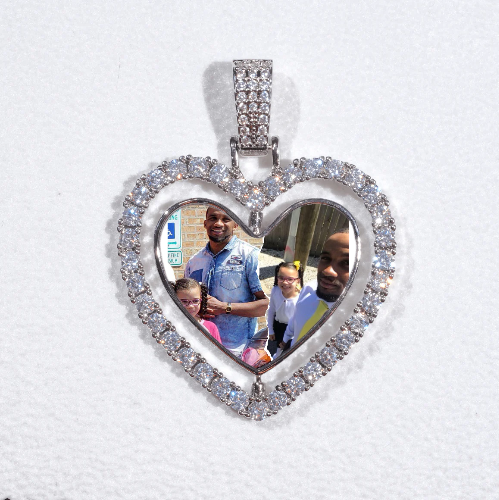 3D Spinning 2-Faced Heart Custom Picture Pendant