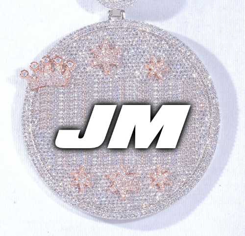 CUSTOM LETTER NECKLACE 3D BIG CROWN DISC