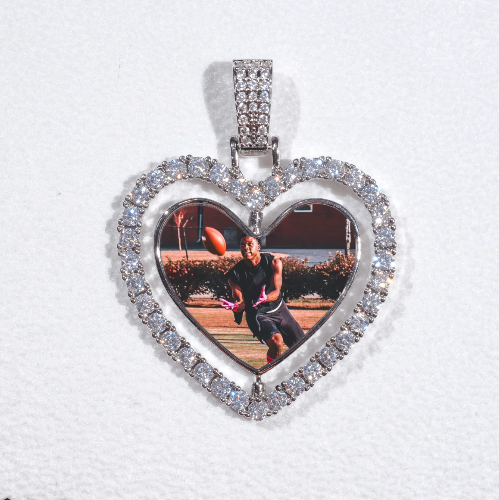3D Spinning 2-Faced Heart Custom Picture Pendant