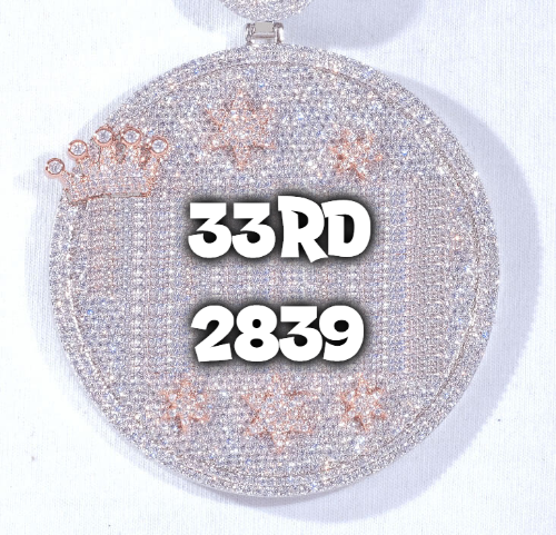 CUSTOM LETTER NECKLACE 3D BIG CROWN DISC