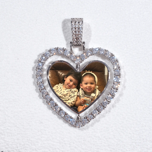 3D Spinning 2-Faced Heart Custom Picture Pendant