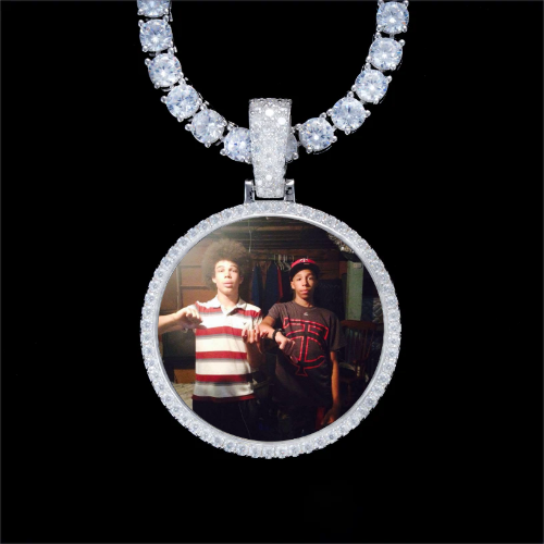 925S & VVS Moissanite 3D Circle Custom Picture Pendant