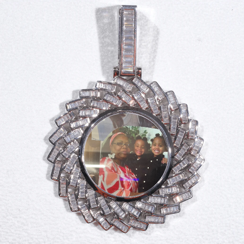 Large 3D Baguette Custom Picture Pendant