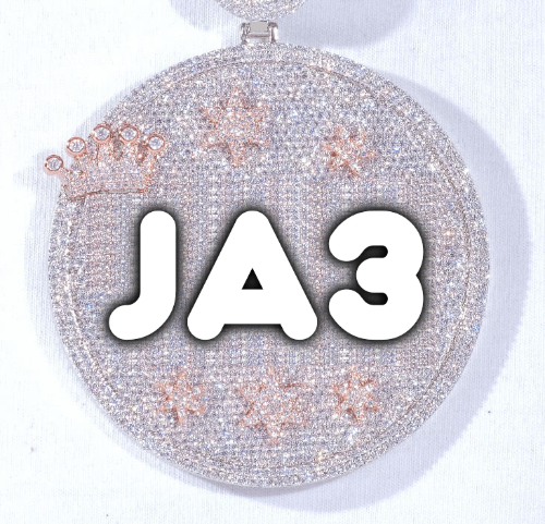 CUSTOM LETTER NECKLACE 3D BIG CROWN DISC