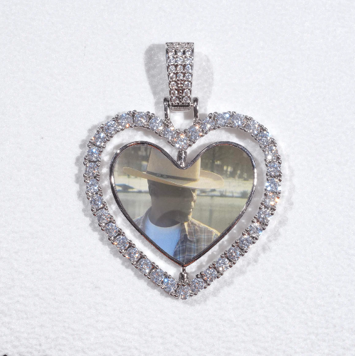 3D Spinning 2-Faced Heart Custom Picture Pendant