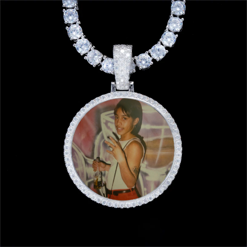 925S & VVS Moissanite 3D Circle Custom Picture Pendant