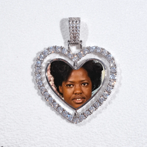 3D Spinning 2-Faced Heart Custom Picture Pendant