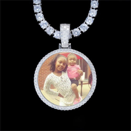 925S & VVS Moissanite 3D Circle Custom Picture Pendant
