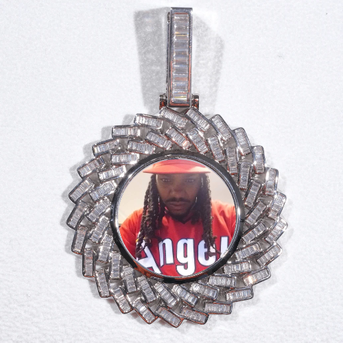 Large 3D Baguette Custom Picture Pendant