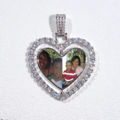 3D Spinning 2-Faced Heart Custom Picture Pendant