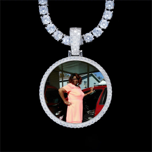 925S & VVS Moissanite 3D Circle Custom Picture Pendant