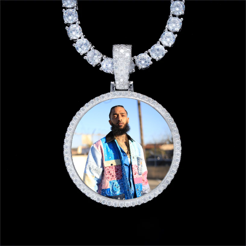 925S & VVS Moissanite 3D Circle Custom Picture Pendant