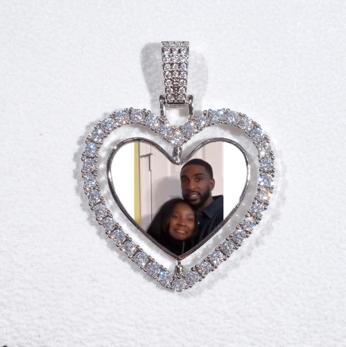 3D Spinning 2-Faced Heart Custom Picture Pendant