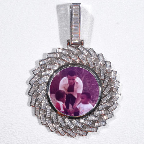 Large 3D Baguette Custom Picture Pendant
