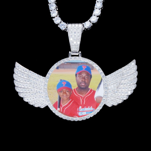 925S & VVS Moissanite 3D Wing Custom Picture Pendant
