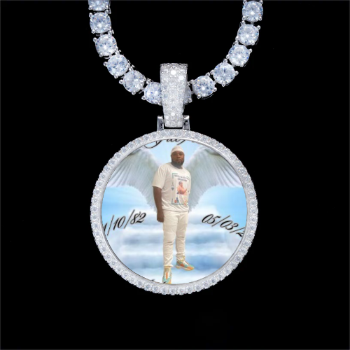 925S & VVS Moissanite 3D Circle Custom Picture Pendant