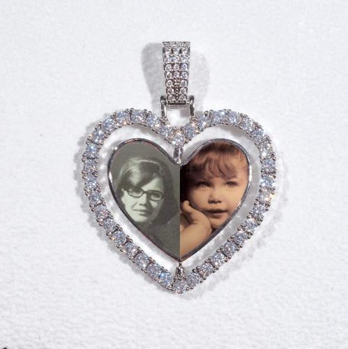 3D Spinning 2-Faced Heart Custom Picture Pendant