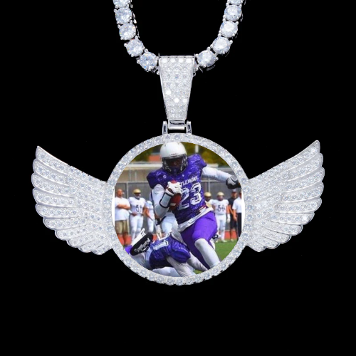 925S & VVS Moissanite 3D Wing Custom Picture Pendant
