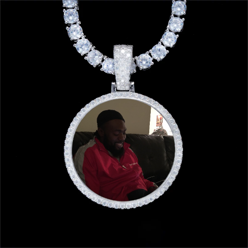 925S & VVS Moissanite 3D Circle Custom Picture Pendant