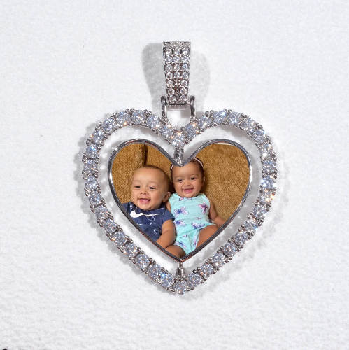 3D Spinning 2-Faced Heart Custom Picture Pendant