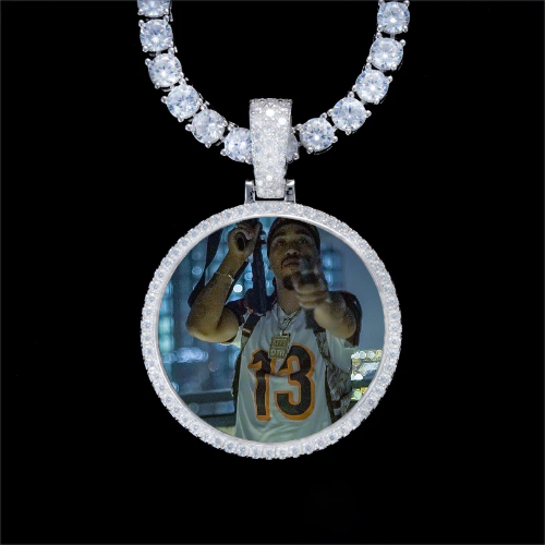 925S & VVS Moissanite 3D Circle Custom Picture Pendant