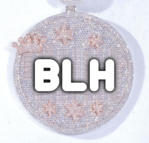 CUSTOM LETTER NECKLACE 3D BIG CROWN DISC