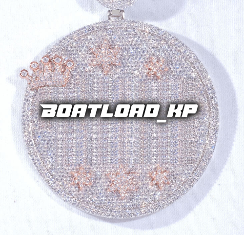 CUSTOM LETTER NECKLACE 3D BIG CROWN DISC