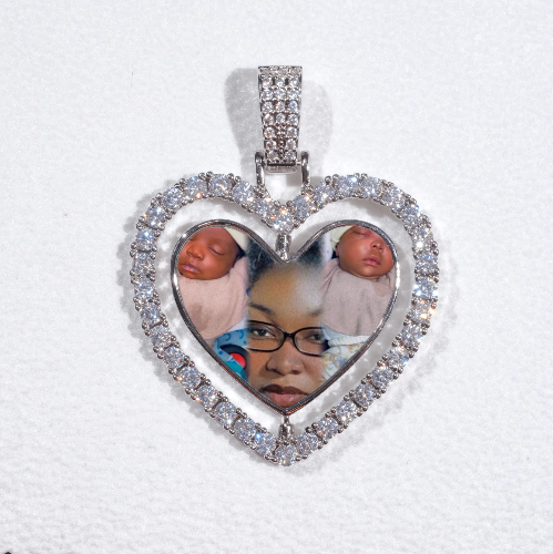 3D Spinning 2-Faced Heart Custom Picture Pendant