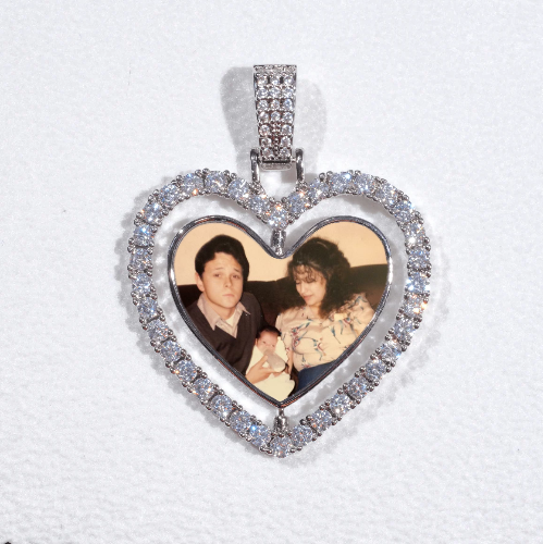 3D Spinning 2-Faced Heart Custom Picture Pendant