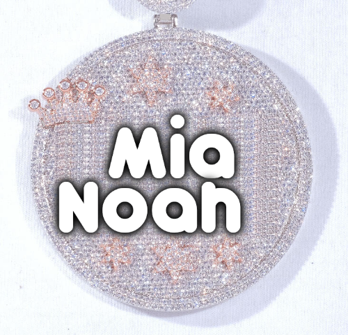 CUSTOM LETTER NECKLACE 3D BIG CROWN DISC