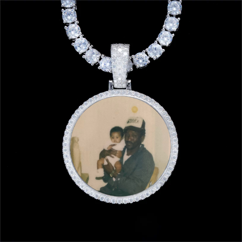 925S & VVS Moissanite 3D Circle Custom Picture Pendant